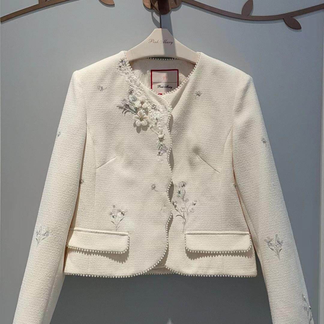 pmanw6311-93/2180粉红玛丽pinkm淑女风2024秋冬新款风衣上衣外套