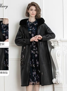 PMAMW7403-88/14800粉红玛丽女装专柜23年秋冬皮毛一体大衣