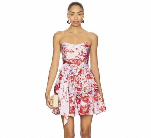 elliatt紫色红花连衣裙