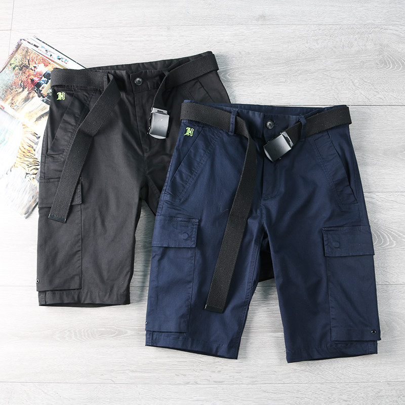 孟加拉国制造,全棉水洗弹力修身多口袋工装休闲五分中短裤潮男