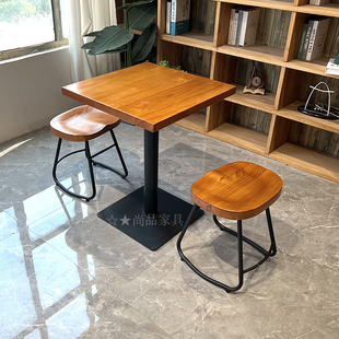 网红奶茶店面馆粉店融合料理吧台实木桌椅家用阳台靠墙高脚长条桌