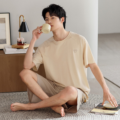 莫代尔睡衣男款夏季2025新款男士冰丝夏天短袖短裤薄款家居服套装