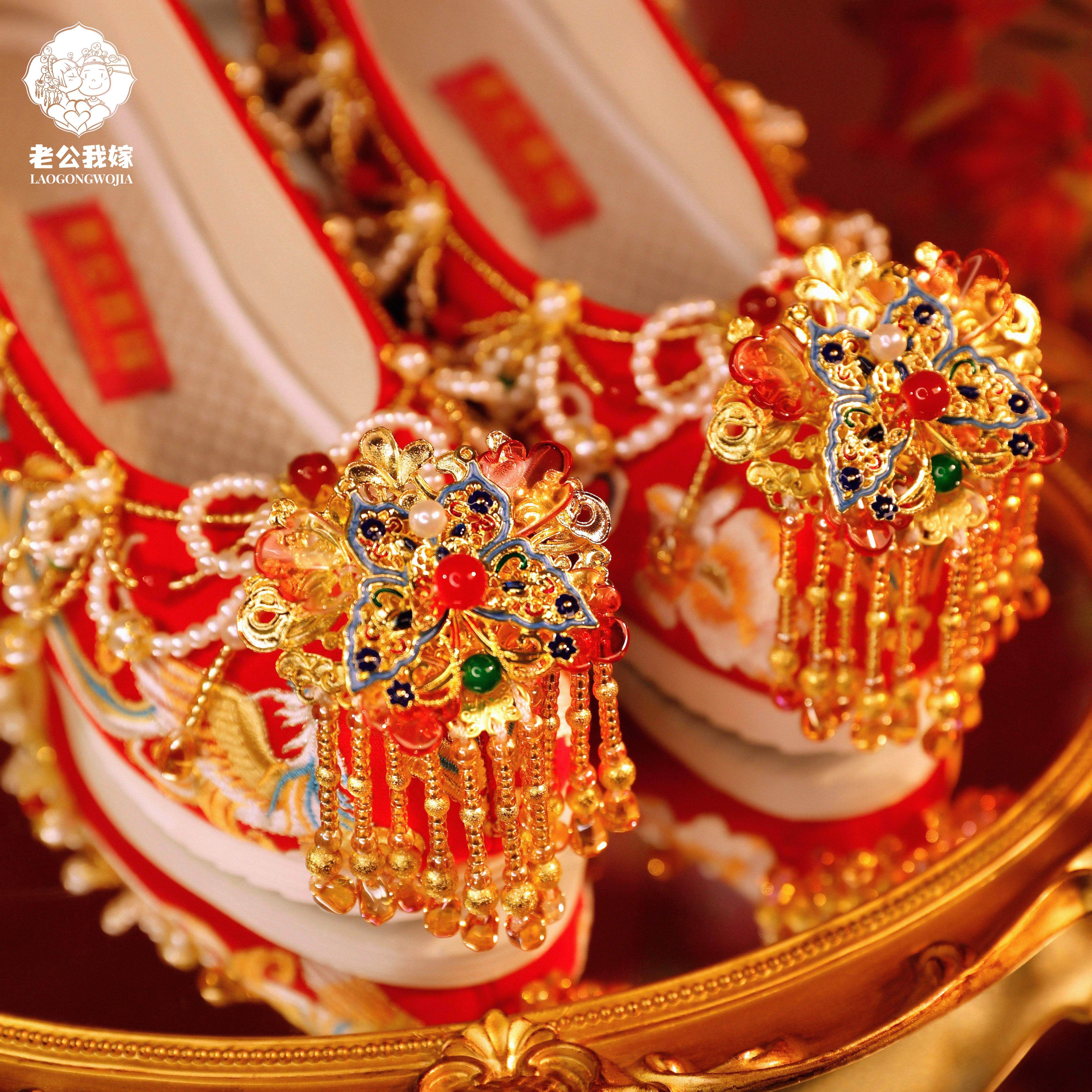 情比金坚 中式秀禾婚鞋内增高平跟凤凰刺绣婚鞋手工流苏汉服婚鞋,女鞋,浅口单鞋,淘宝优惠券,粉丝福利购,淘宝优惠卷