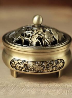 香炉合金沉香熏香炉檀香安神盘香茶道摆件用品家用室内三足香薰炉