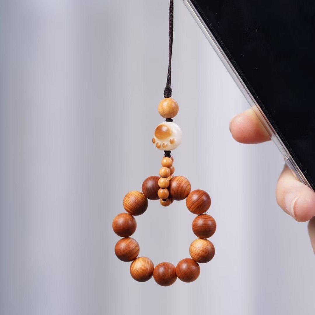 天然崖柏手机挂件女小众高级感吊坠男款书包挂链中国风2025年新款