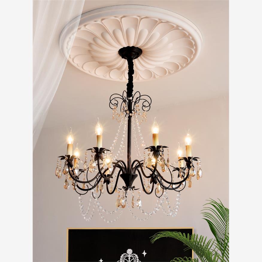法式中古风客厅吊灯美式复古卧室餐厅别墅大气蜡烛水晶灯具casagd
