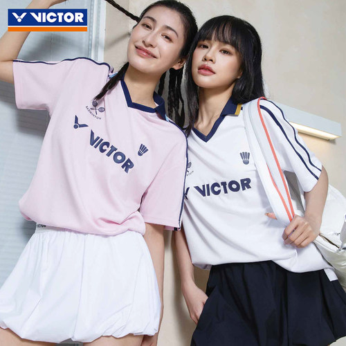 VICTOR胜利威克多羽毛球服男女速干运动T恤POLO衫学院风T65022