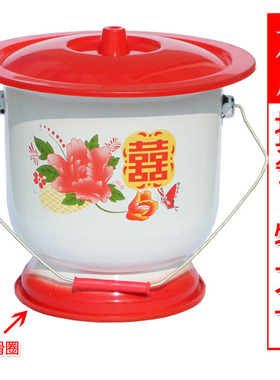 防滑加厚搪瓷高脚痰盂带提手老人痰盂罐儿童孕妇座便器尿桶便盆