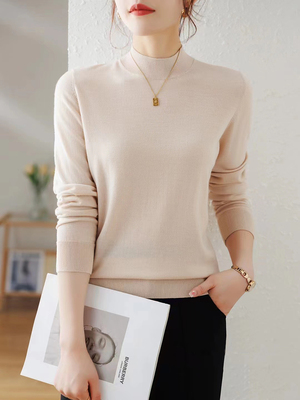 羊毛半高领套头打底衫薄利多销