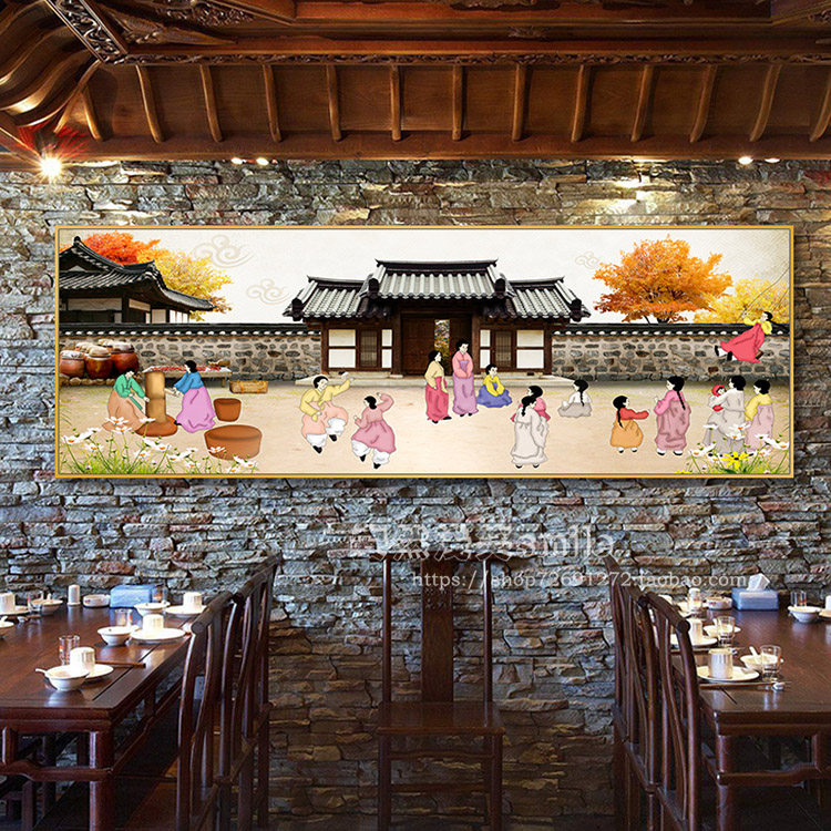 韩国餐厅烤肉店装饰画韩服人物朝鲜族民俗画韩式泡菜料理店挂画,家居饰品,现代装饰画,淘宝优惠券,粉丝福利购,淘宝优惠卷