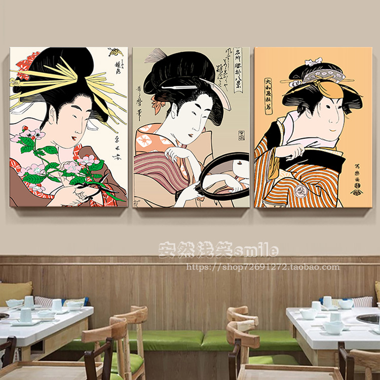 日式浮世绘装饰画日本仕女图艺妓人物挂画料理寿司店居酒屋墙面画图片