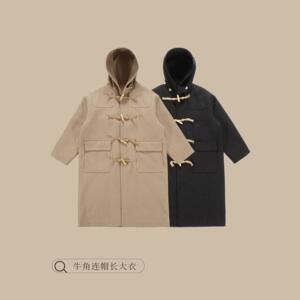 GEJONES日系牛角扣呢子大衣