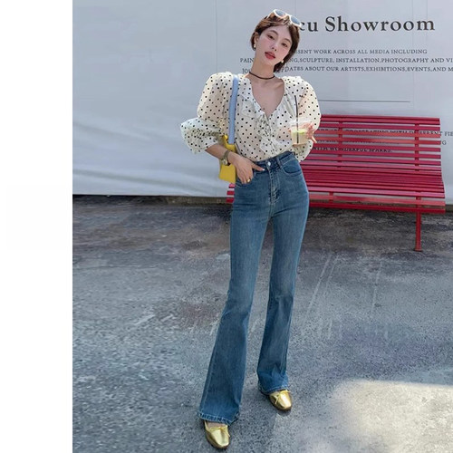美式复古微喇牛仔裤女2026