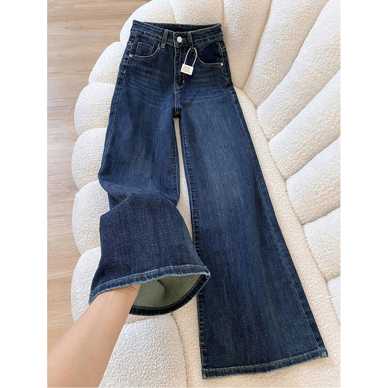 深蓝色加绒微喇牛仔裤女2026新款春季高腰显瘦百搭不贴腿喇叭裤子,女装/女士精品,牛仔裤,淘宝优惠券,粉丝福利购,淘宝优惠卷