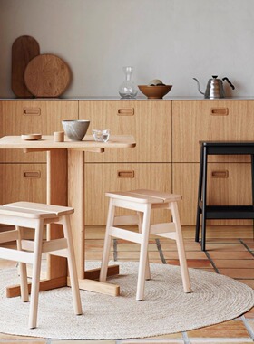 设计师款餐厅咖啡店实木极简中古风自然原木风餐桌小方桌咖啡桌