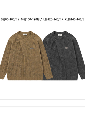 从未定义 秋季简约百搭套头针织衫男女复古小众纯色圆领保暖毛衣