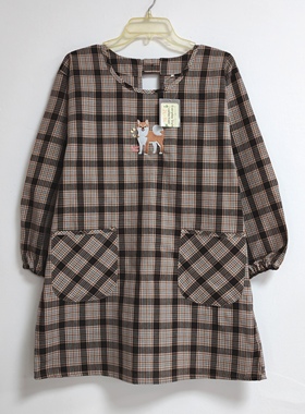 长袖围裙有袖前面纽扣衣服罩衣日版日本韩版简洁厨房防护服大方