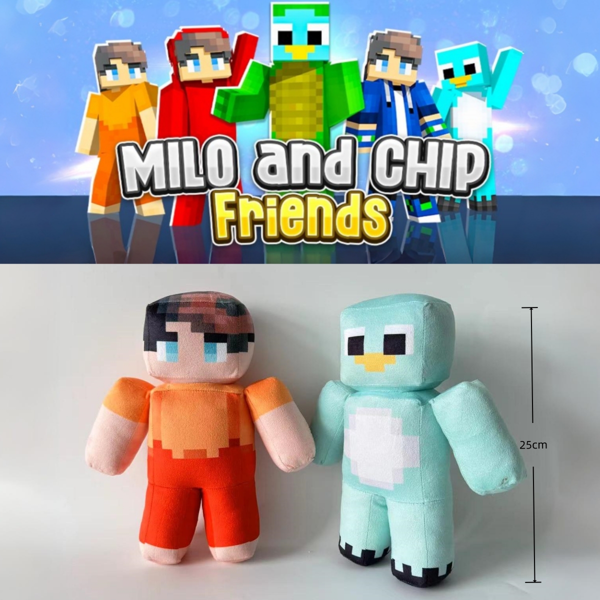 跨境新款我的世界Milo and Chip Plush Toys米洛和奇普毛绒玩具