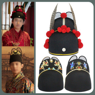 古装妆造摄配饰帽新郎官结婚帽子明制汉服男士帽子古风翼善冠乌纱