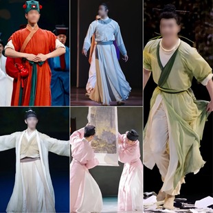 千里江山图男装女装飘逸艺考古风舞蹈服装群青天工开物跳舞演出服