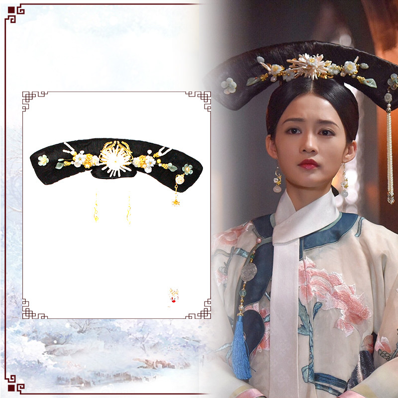 新款古装旗头假发清朝贵妃格格造型发饰古风cos影视演出宫女假发