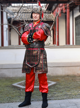 古代三国战国将军士兵盔甲战袍景区表演舞台cos将士服装靴子铠甲