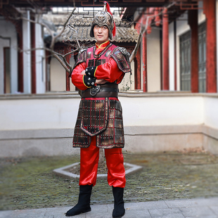古代三国战国将军士兵盔甲战袍景区表演舞台cos将士服装 靴子铠甲