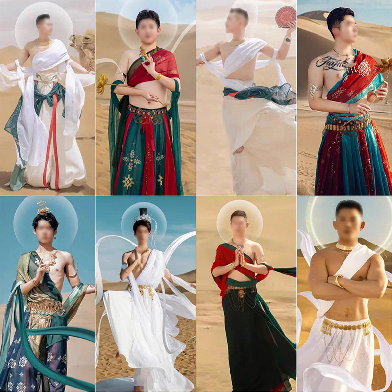 影楼摄影旅拍男士敦煌飞天演出服图片