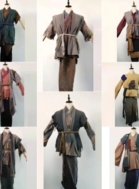 农民群演棉麻粗布春秋影视古装汉服宋代百姓焦夫破旧乞丐演出服装