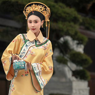 故宫摄影清朝皇后贵妃格格旗装影楼写真满族妃子头饰帽子演出服装