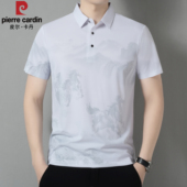 春季 皮尔卡丹正品 翻领POLO衫 短袖 山水印花凉感商务免烫上衣 男士