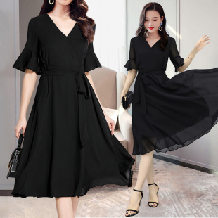 大码 连衣裙女胖mm夏宽松显瘦减龄200斤胖妹妹遮肚肉洋气雪纺裙子