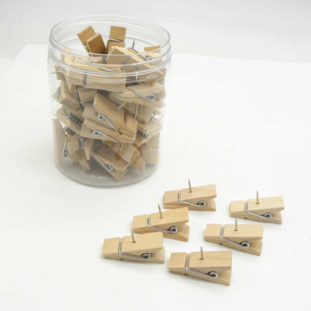创意木质图钉按钉小木夹图钉软木办公固定彩色鸭嘴形照片装饰夹子