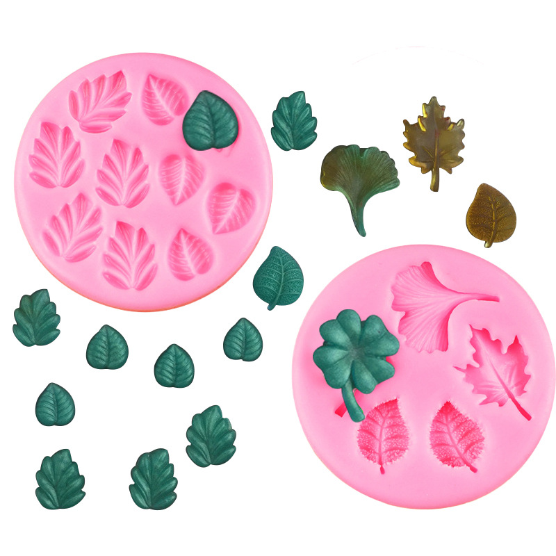 枫叶银杏叶四叶草硅胶模具树脂滴胶模翻糖巧克力模diy叶子装饰模