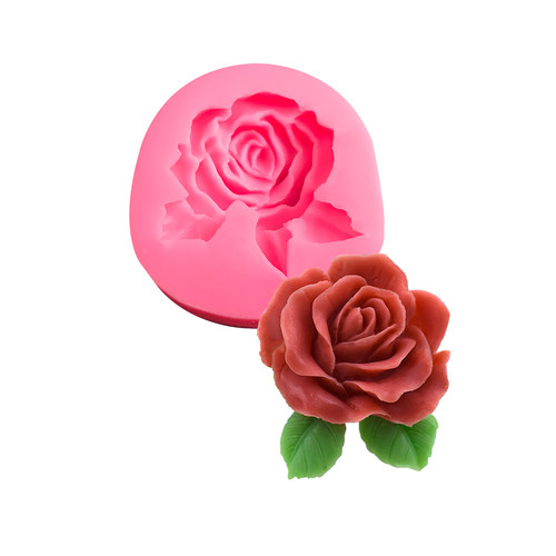 3D大朵玫瑰花带叶造型
