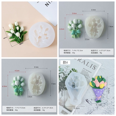 新款花朵系列模具郁金香椭圆柱蛋糕香薰蜡烛diy蜡烛扩香石摆件
