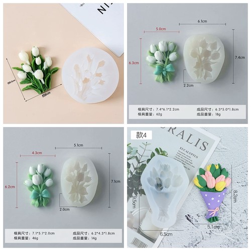 新款花朵系列模具郁金香椭圆柱蛋糕香薰蜡烛diy蜡烛扩香石摆件