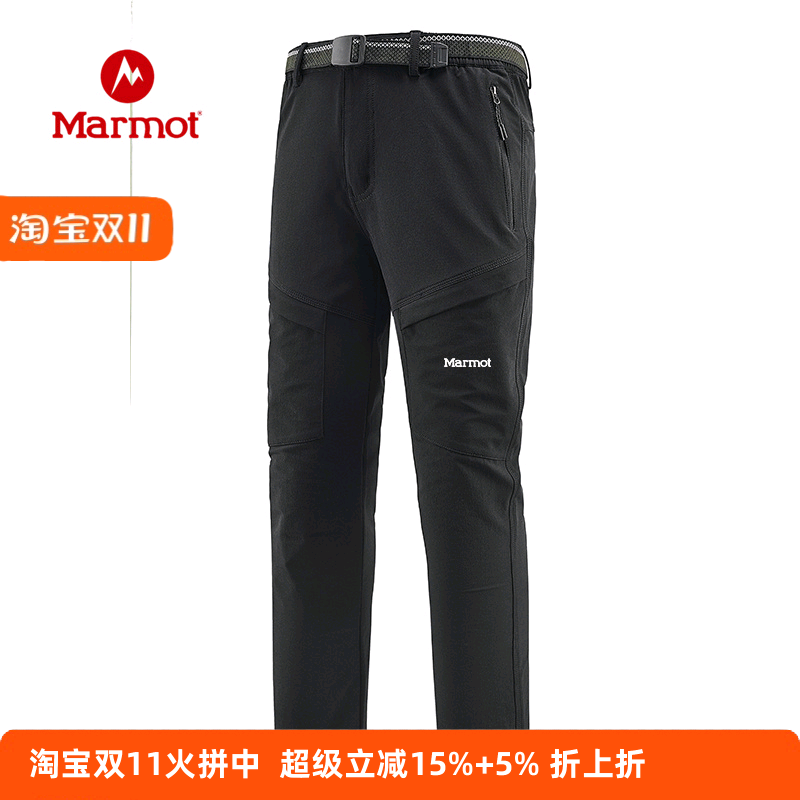 MARMOT土拨鼠软壳冲锋裤男春秋款户外工装战术裤骑行长裤登山裤子
