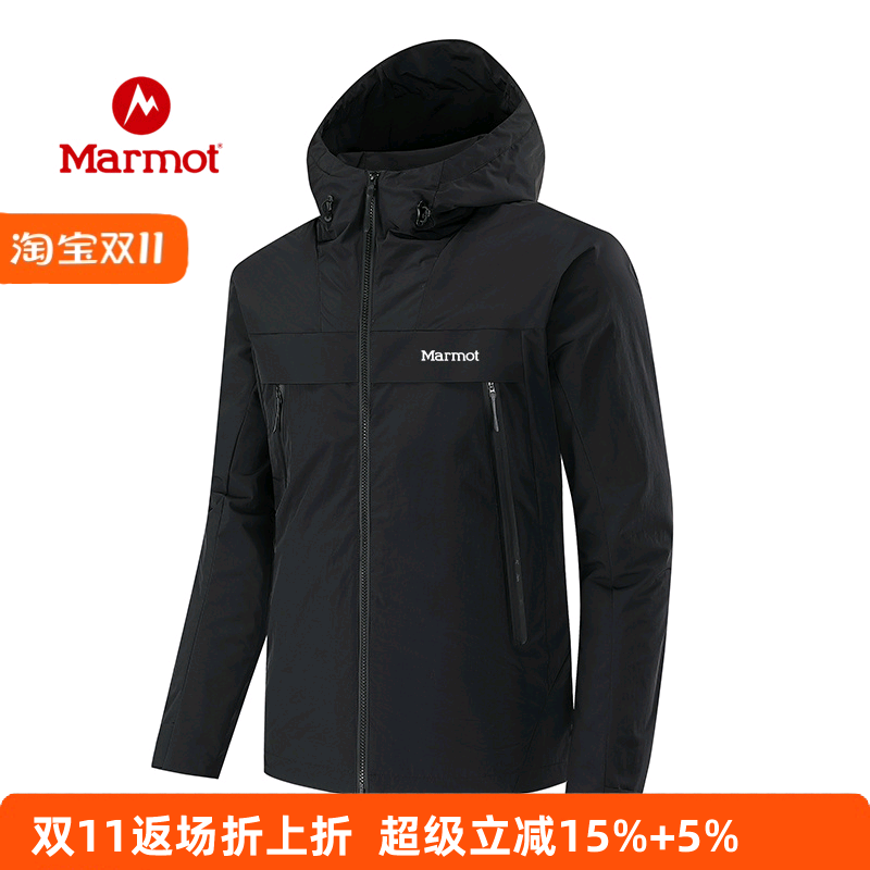 MARMOT土拨鼠软壳冲锋衣男春秋款连帽防泼水夹克户外登山耐磨外套