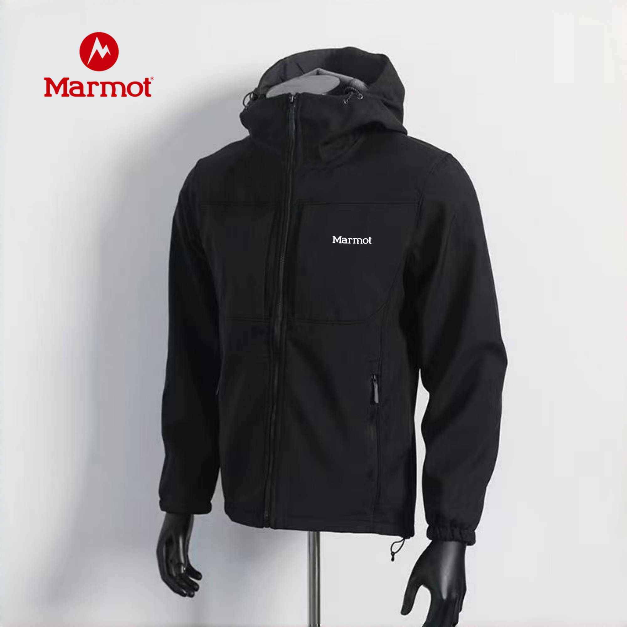 MARMOT土拨鼠软壳冲锋衣男全热封压胶夹克秋冬加绒连帽防水外套