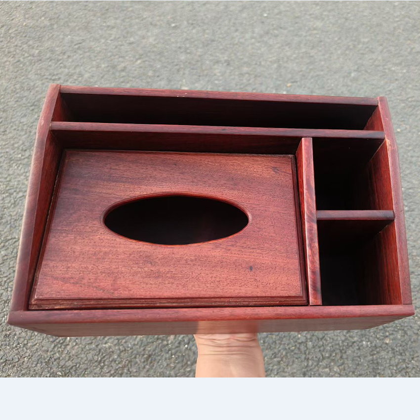 独板榫卯缅甸花梨木多功能收纳盒