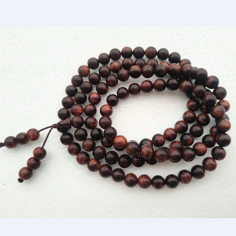 超老料 精工越黄 老油梨紫黑料 越南黄花梨手串0.8/0.6cm*108颗