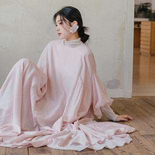 blushwhite 重磅裸粉色大摆连衣裙 超重工近10米