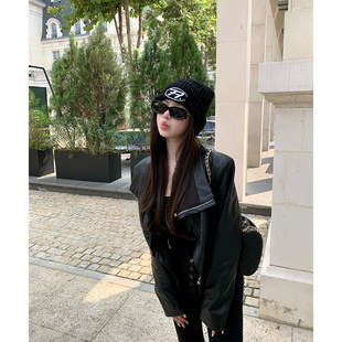 秋冬款【诺丁山爵士】皮衣女机车风秋季黑色覆古pu皮夹克外套女