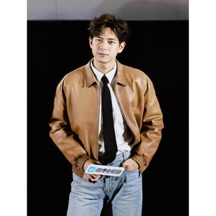 李现明星同款 皮衣外套时尚 国色芳华2025春季 男士 休闲夹克 新款 春款