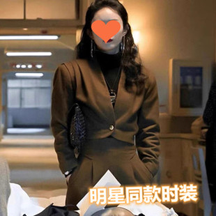 风吹半夏赵丽颖许半夏同款小西装毛呢外套2023春季短款复古套装女