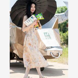 香港桃花坞孟子义同款 连衣裙女海滩裙海边度假油画小众仙女裙长裙