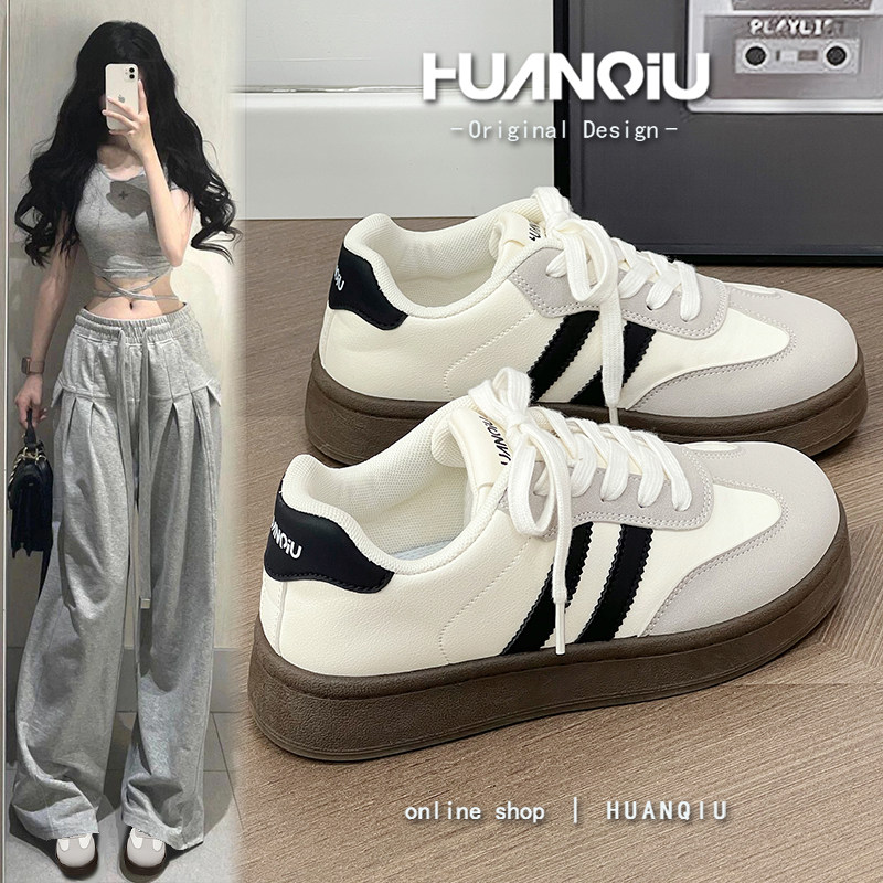 环球复古百搭德训鞋女款2026春秋新款爆款轻便软底小白鞋增高板鞋