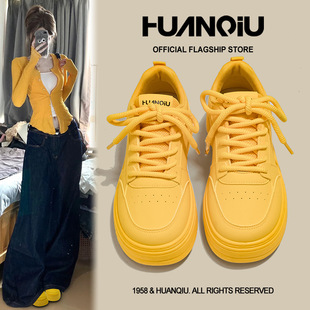 环球柠檬黄小众款小白鞋女2025春季新款百搭ins潮轻便休闲鞋板鞋