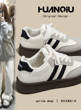 环球复古经典德训鞋女款2026春秋新款小白鞋百搭轻便厚底舒适板鞋